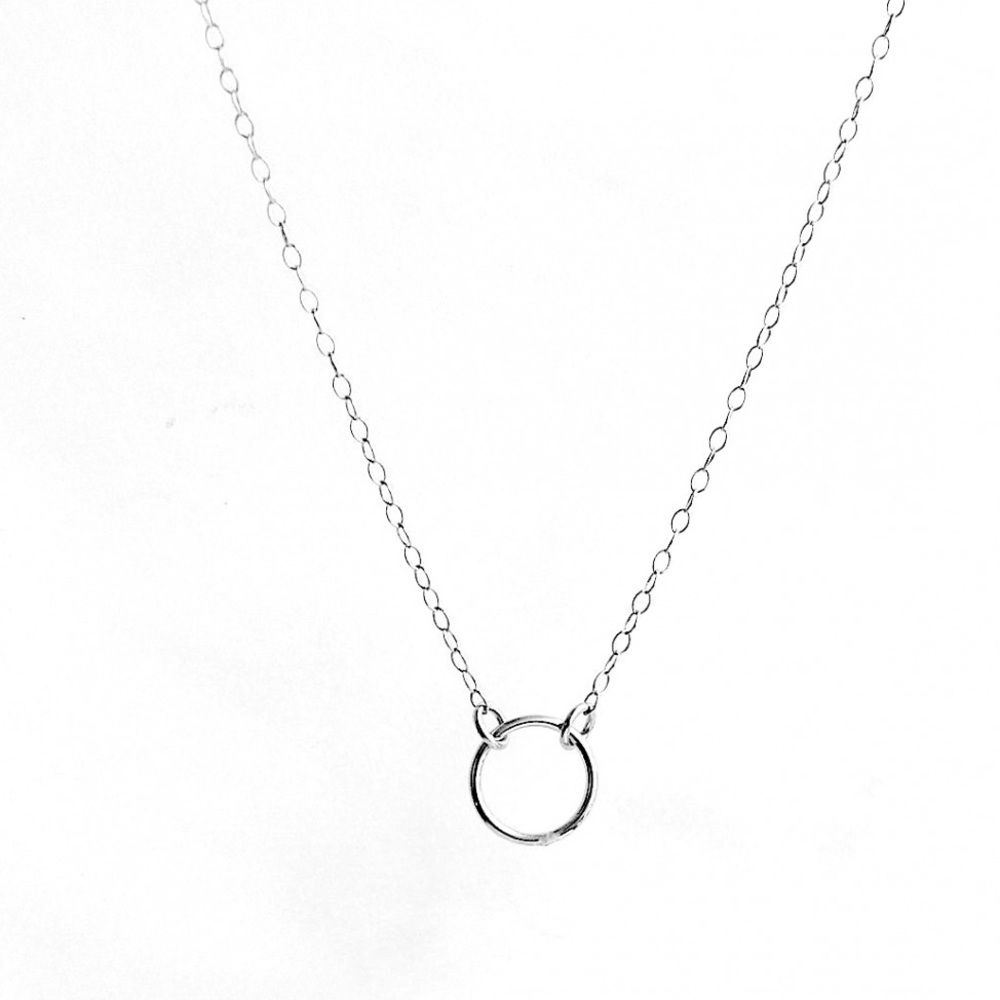 Sterling Silver Dainty Circle Choker - Picture 2 of 3